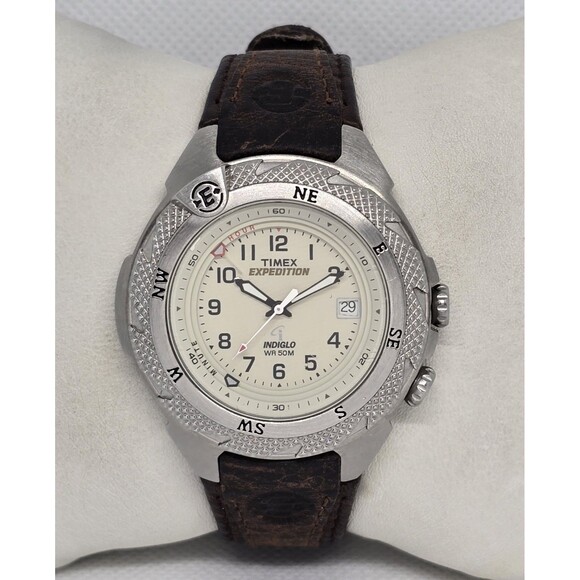 Timex Accessories - Womens Timex Shenmue Alarm Date Indiglo Silver Tone Brown Leather Strap Watch 11